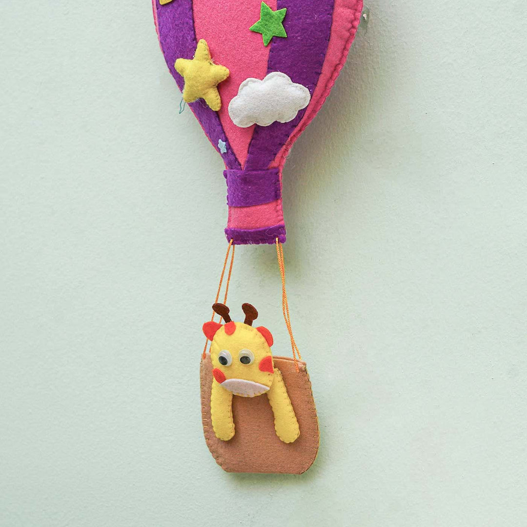 Personalized Handmade Hot Air Ballon Felt Name Plate - Hanging Display on Wall