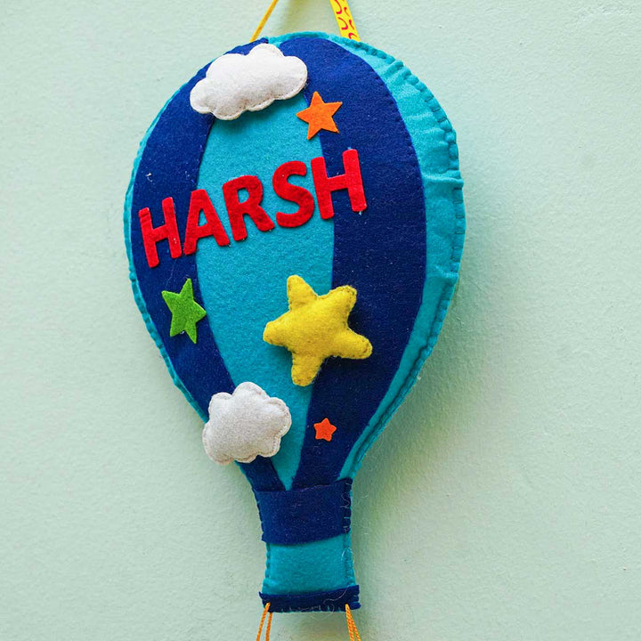 Personalized Handmade Hot Air Ballon Felt Name Plate - Hanging Name Personalization Close-Up