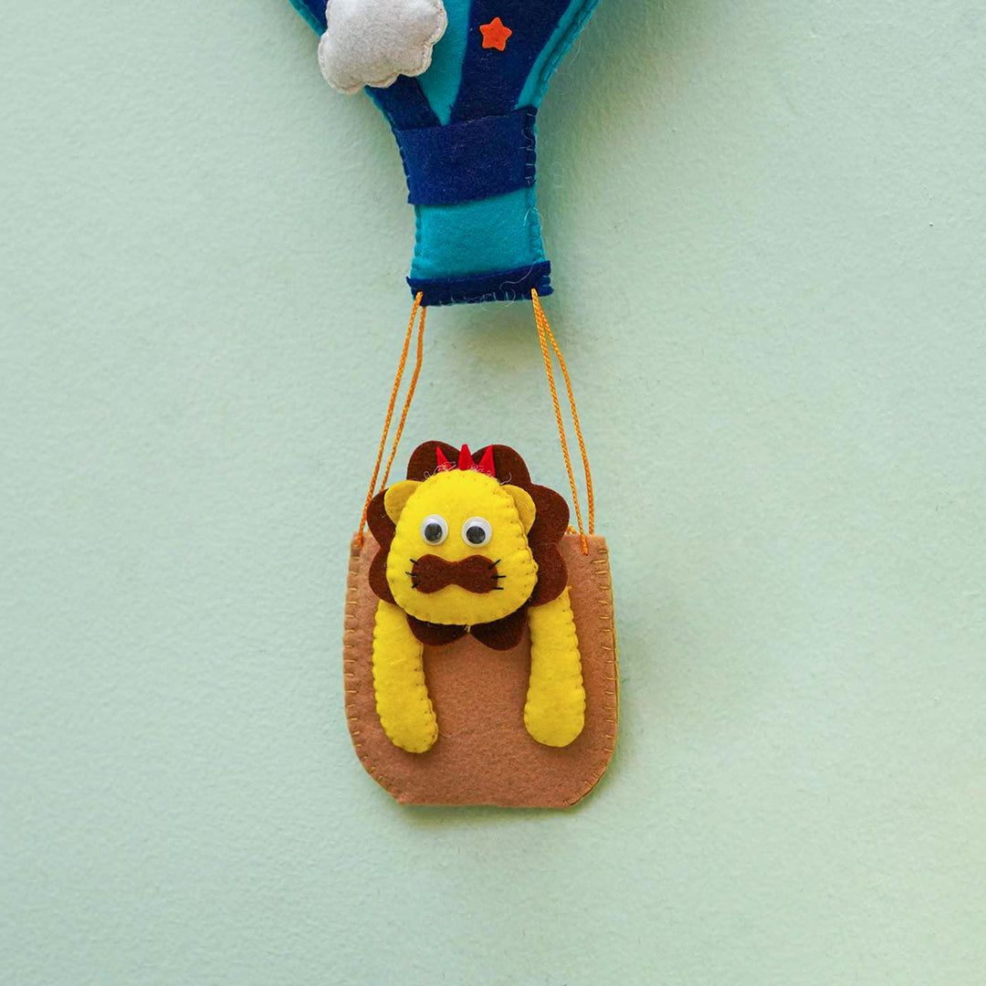 Personalized Handmade Hot Air Ballon Felt Name Plate - Hanging Hot Air Balloon Detail Close-up