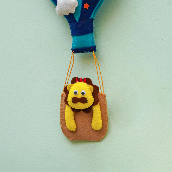 Personalized Handmade Hot Air Ballon Felt Name Plate - Hanging Hot Air Balloon Detail Close-up