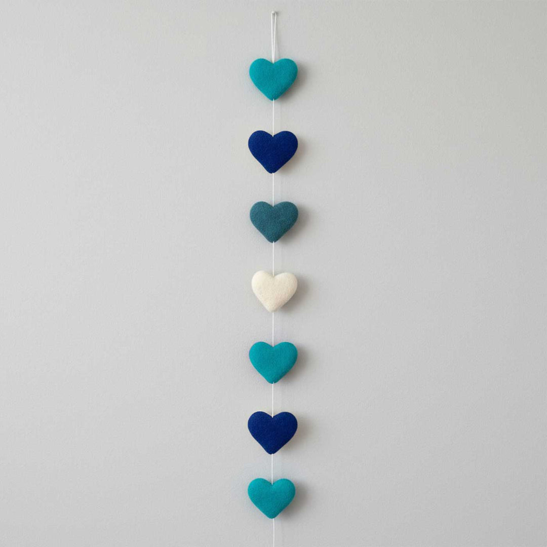 2 Pc | Handmade Blue & White Hearts Felt Garland/Hangings