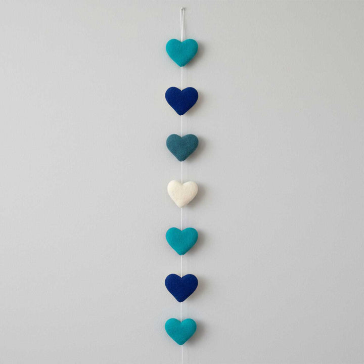 2 Pc | Handmade Blue & White Hearts Felt Garland/Hangings