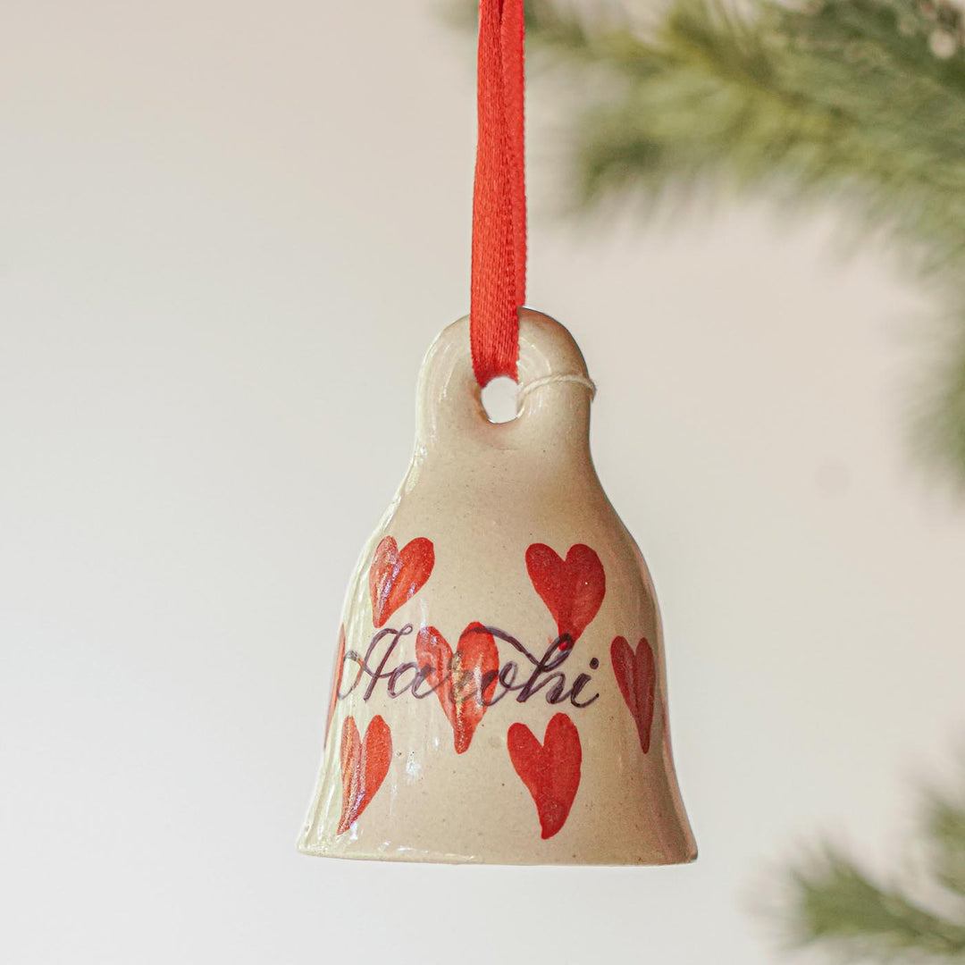 Personalized Hand Painted Ceramic Bell Christmas Ornament