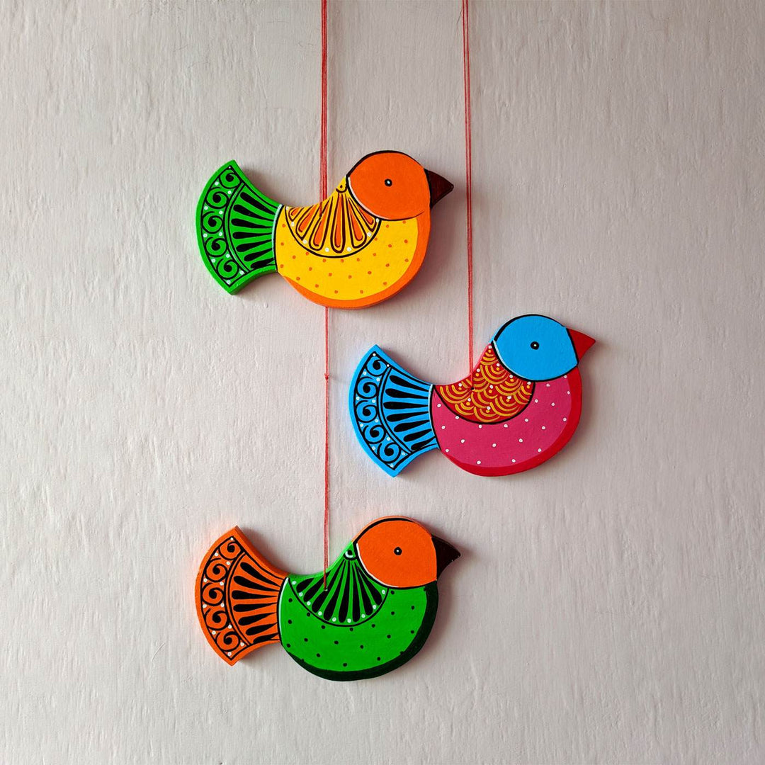 2 Pc | Handpainted Bird String Wall Hangings