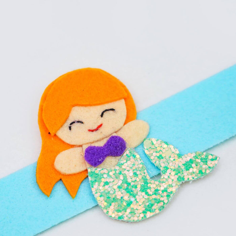 Kids Theme Felt Rakhi Band With Roli Chawal 6 - Close-up on Mermaid Design