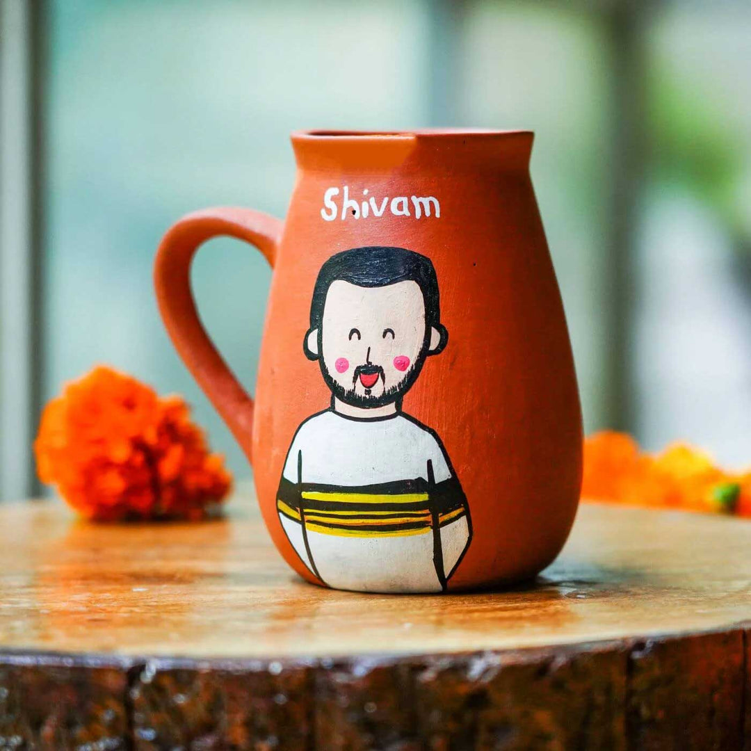 Personalized Terracotta Rakhi Coffee Mug Set With Roli Chawal 1 - Close-up of Mug Design