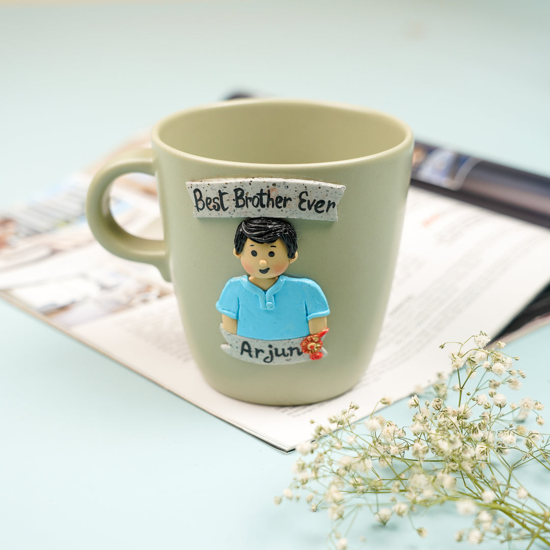 Personalized Handmade Polymer Clay Best Bro Theme Ceramic Mug