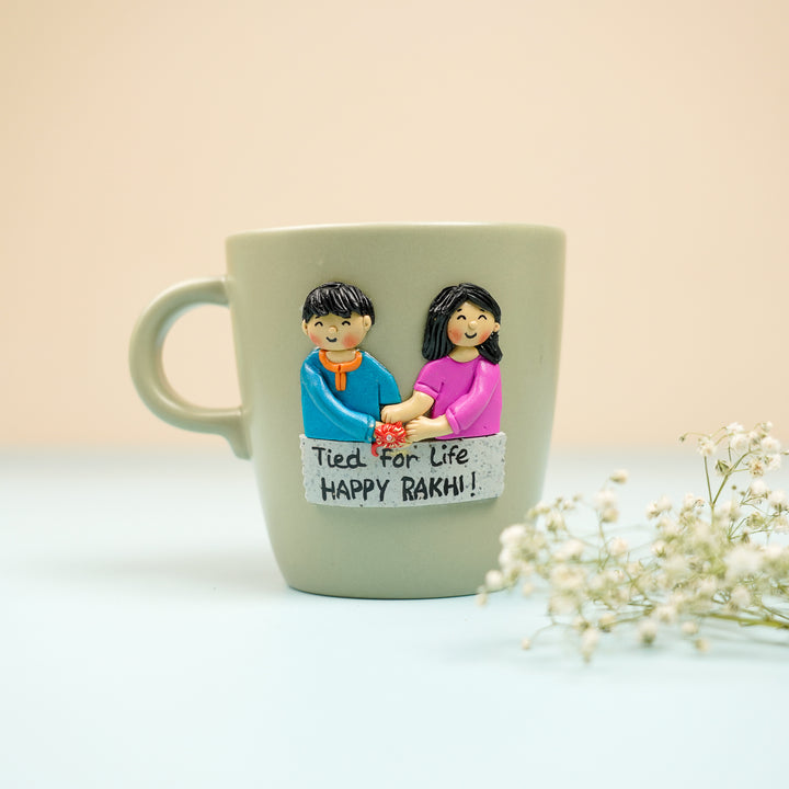 Personalized Handmade Polymer Clay Sibling Duo Theme Ceramic Mug