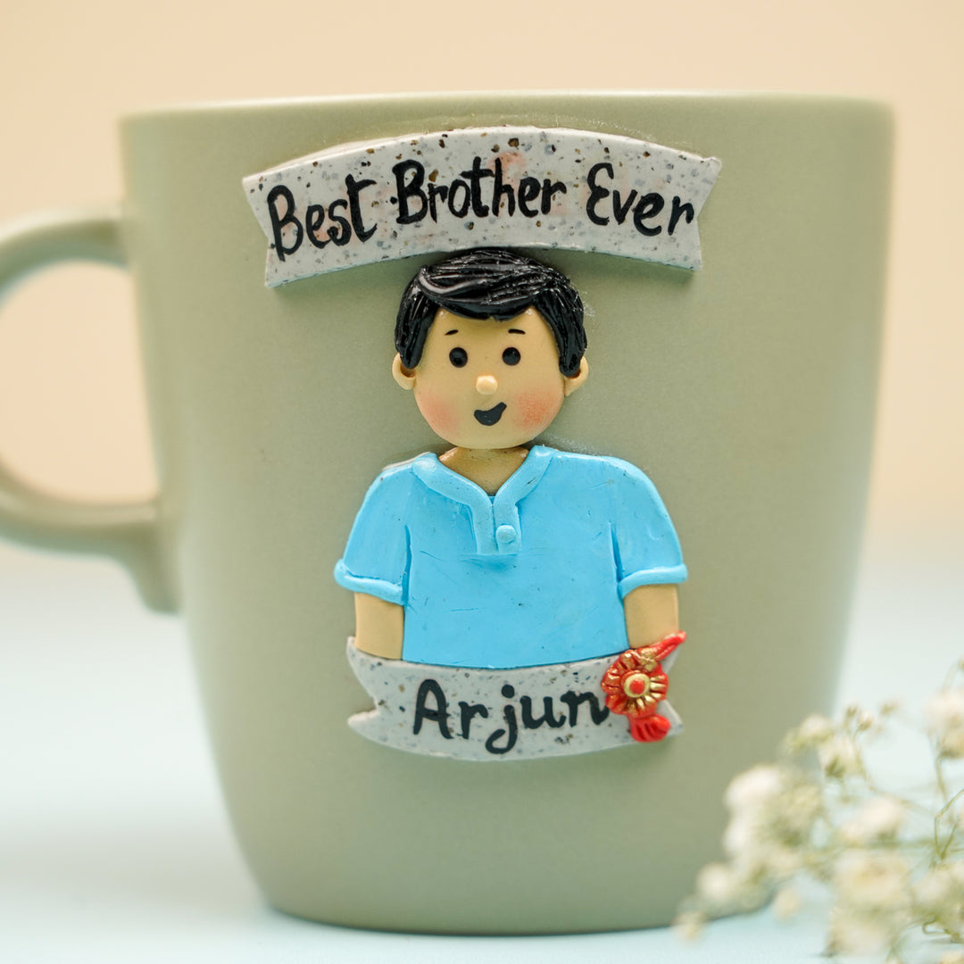 Personalized Handmade Polymer Clay Best Bro Theme Ceramic Mug