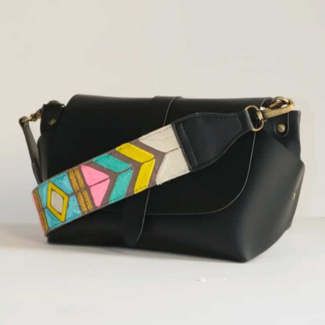 Handmade Solid Color Faux Leather Sling Bag With Changeable Strap
