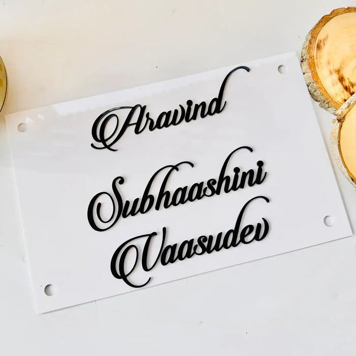 Personalized White Minimalist Acrylic Name Plate
