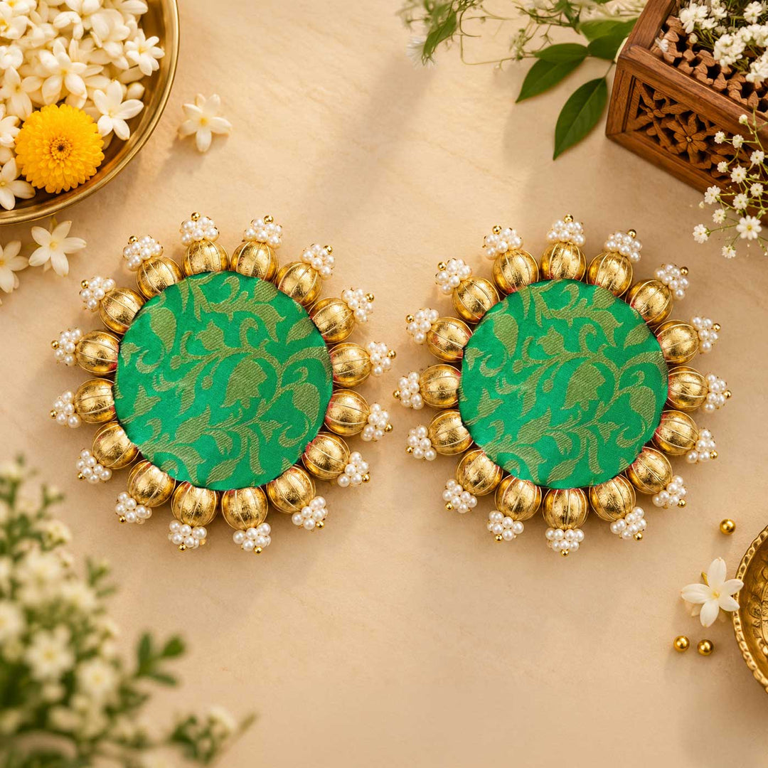 6 Inch | Handmade Gota Patti Round Rangoli Mat | Set Of 2
