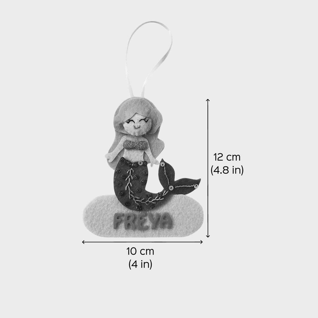 Personalized Pink Mermaid Felt Ornament For Christmas Tree Decoration