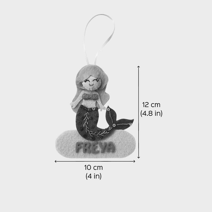 Personalized Pink Mermaid Felt Ornament For Christmas Tree Decoration