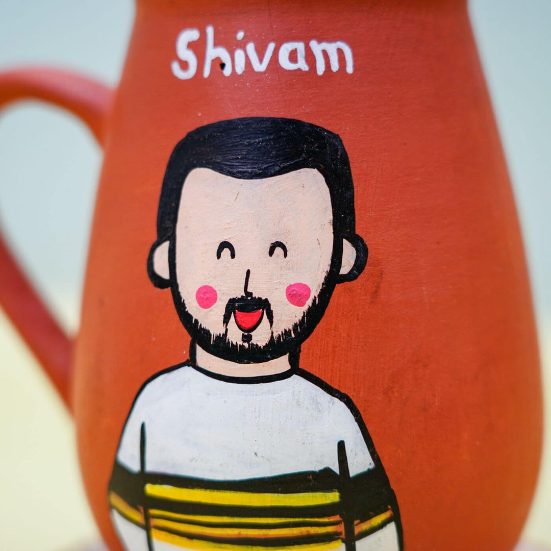 Personalized Terracotta Rakhi Coffee Mug Set With Roli Chawal 1 - Mug Illustration Close-up