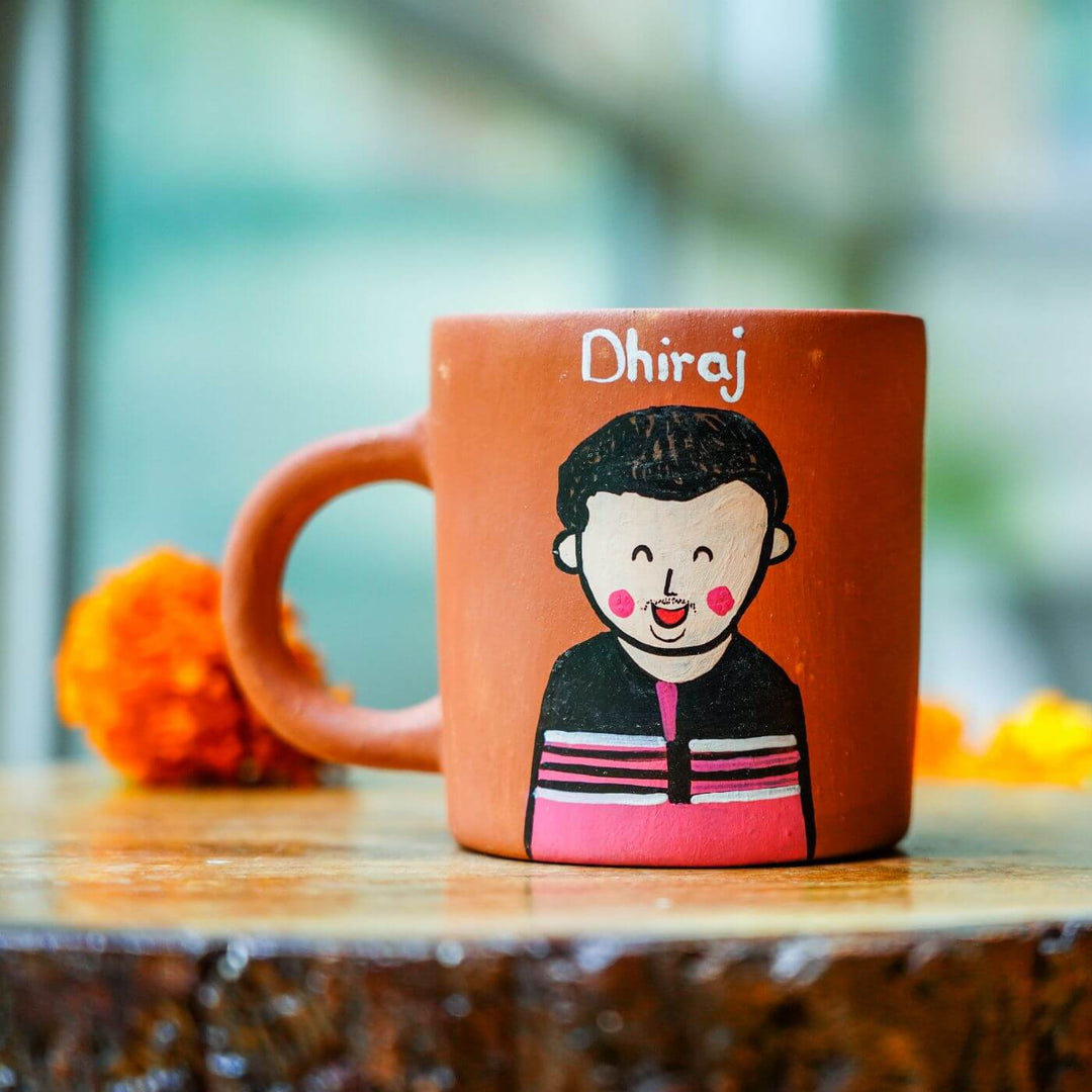 Personalized Terracotta Rakhi Coffee Mug Set With Roli Chawal 2 - Close-up Front View Mug