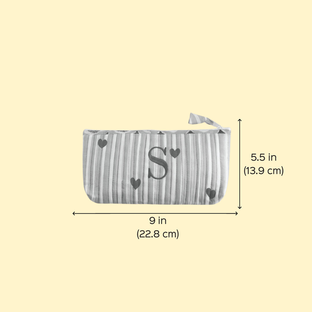 Personalized Heart Theme Monogram Utility Pouch