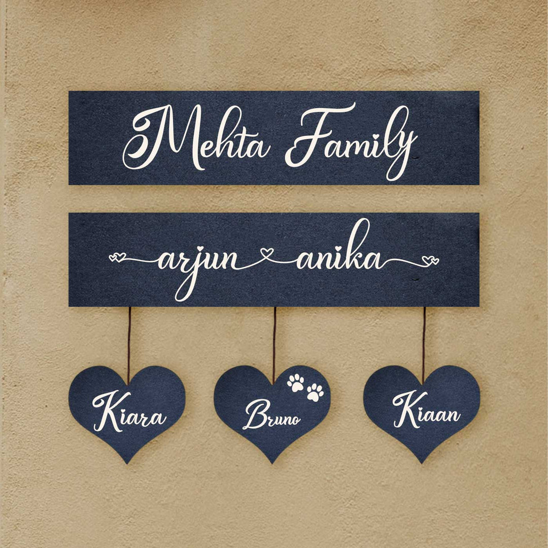 Minimalist 3D Name Plate For Couples 1 - Mounted Wall Display with Names