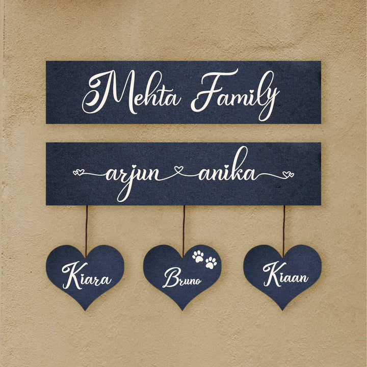 Minimalist 3D Name Plate For Couples 1 - Mounted Wall Display with Names