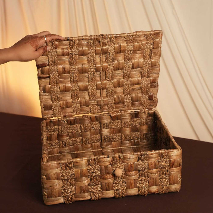 Handmade Water Hyacinth French Braided Box