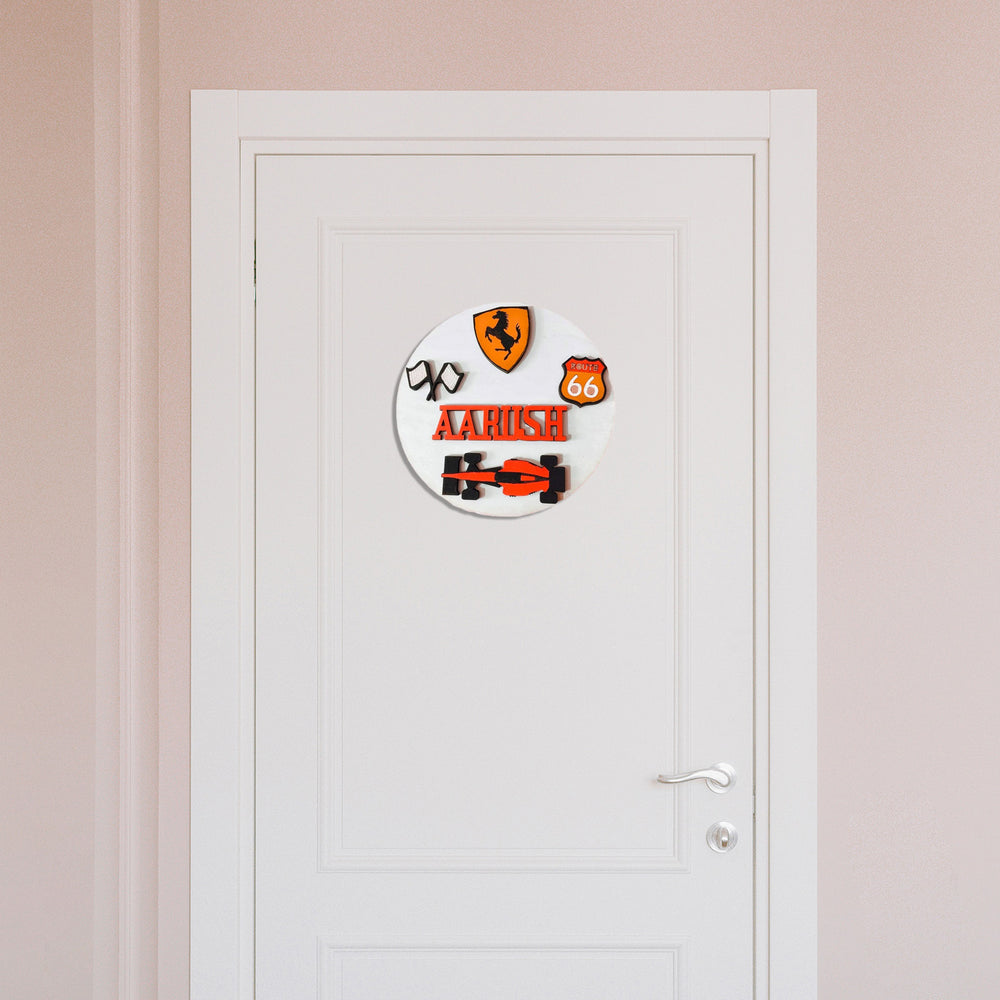 Racing Cars Theme Kids Name Plate - None (2)