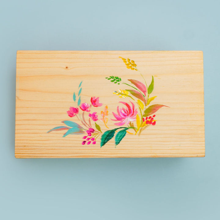 Hand Painted Rakhi Hamper With Fridge Magnet - Top View of Box Lid