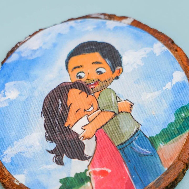 Hand Painted Rakhi Hamper With Fridge Magnet - Engraving Close-up on Magnet