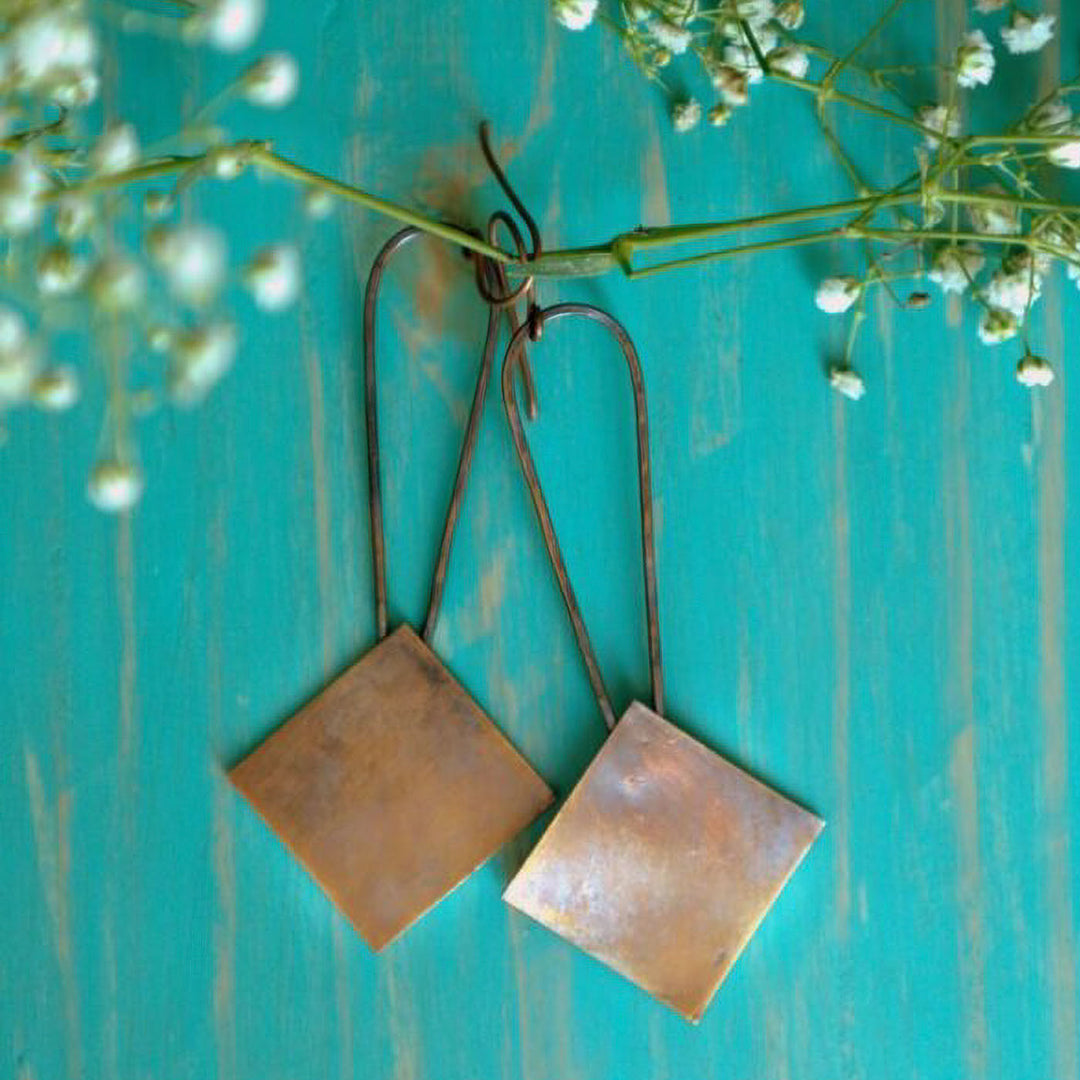 Contemporary Rhombus Design Dangler Earrings