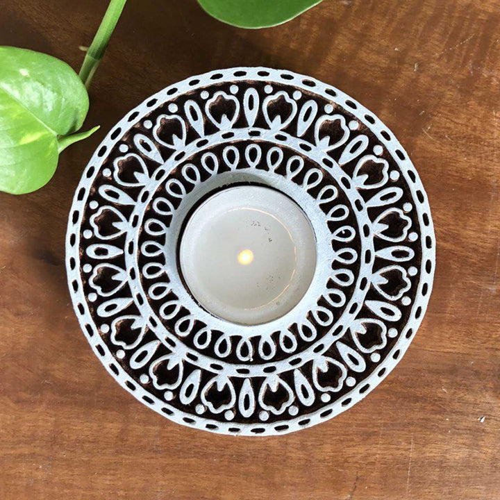 Handpainted Wooden Festive Tealight Holders