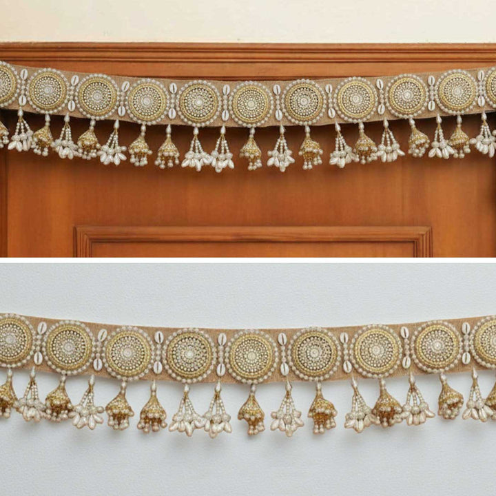 40 In | Handmade Beaded Pearl Design Jute Toran