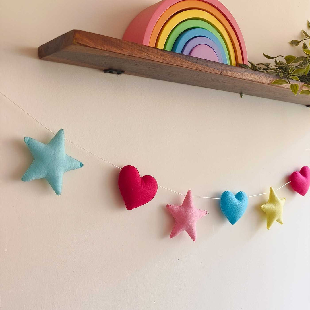 Handmade Stars & Hearts Theme Felt Bunting For Kids