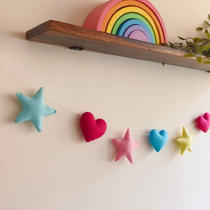 Handmade Stars & Hearts Theme Felt Bunting For Kids