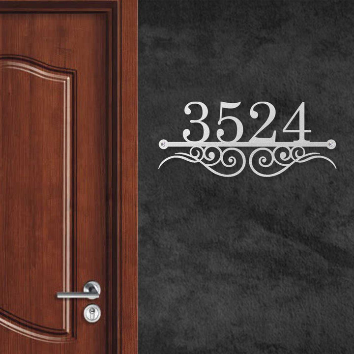 Personalized Laser Cut Elegant Design Steel Name Plate 20 - Mounted on Wall Next to Door