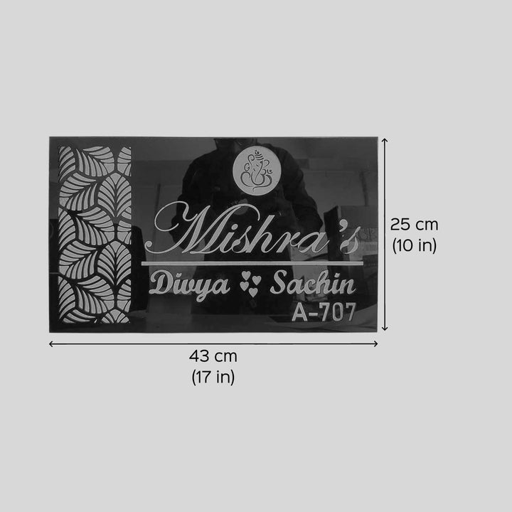 Personalized Ganesha Theme Acrylic Name Plate With Lights