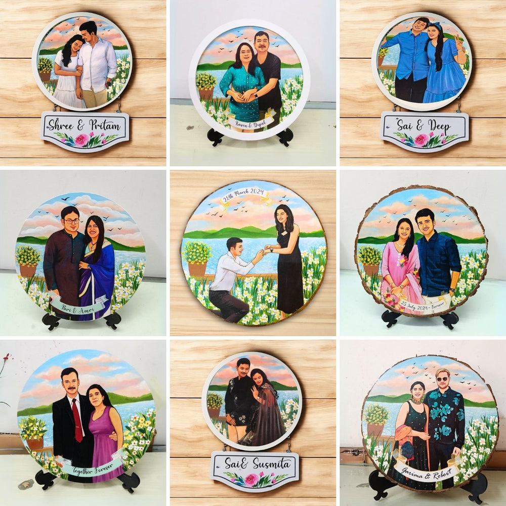 Photo Caricature Hanging Name Plate - Front View with Name Personalization