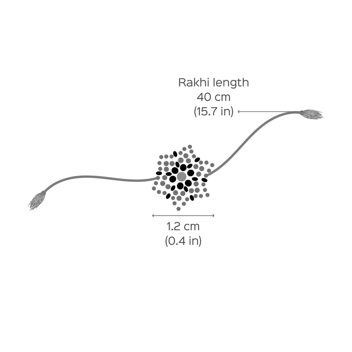 Handcrafted Glass Beads Sitara Rakhi 3 - Dimension Chart with Measurements