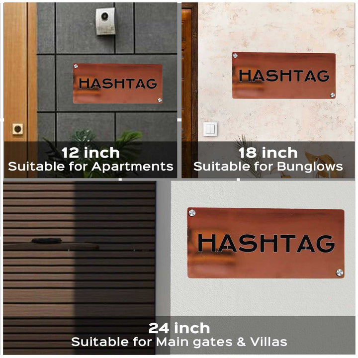 Personalized Weatherproof Elegant Rectangle Stainless Steel Name Plate - Mounted on Various Wall Types