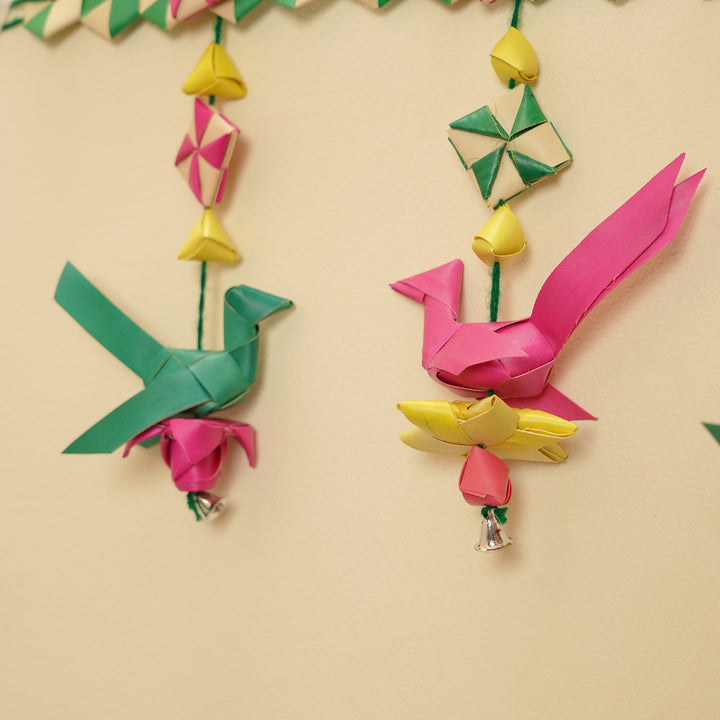 48 In | Handmade Diwali Decor Palm Leaf Parrot Toran