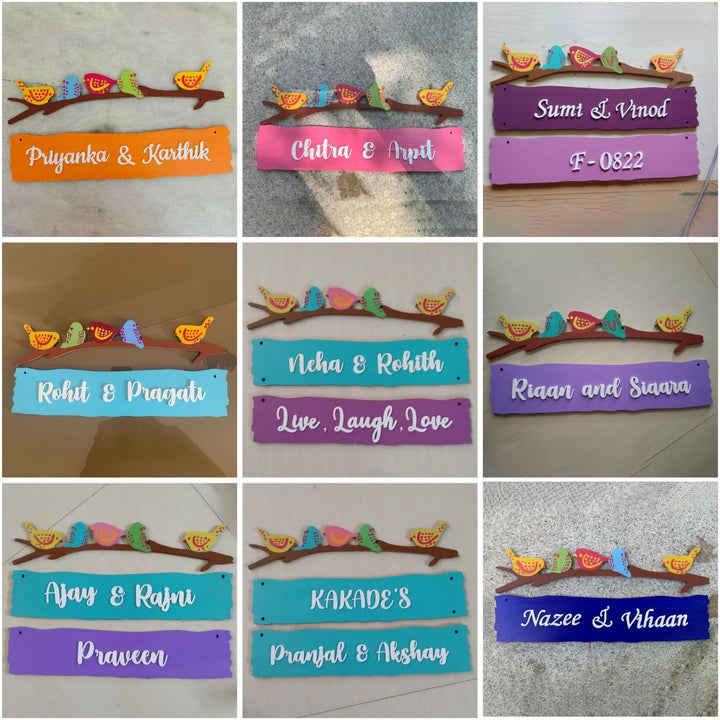 Personalized Sparrow Plank Name Plate - Multiple Personalized Name Sign Views