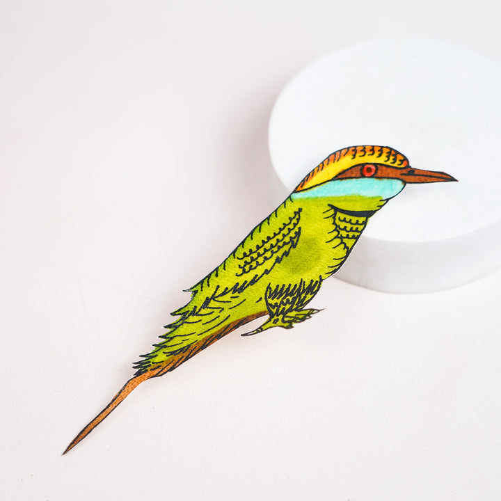 Hand-Painted Bee-eater Bird Tholu Bommalata Fridge Magnet