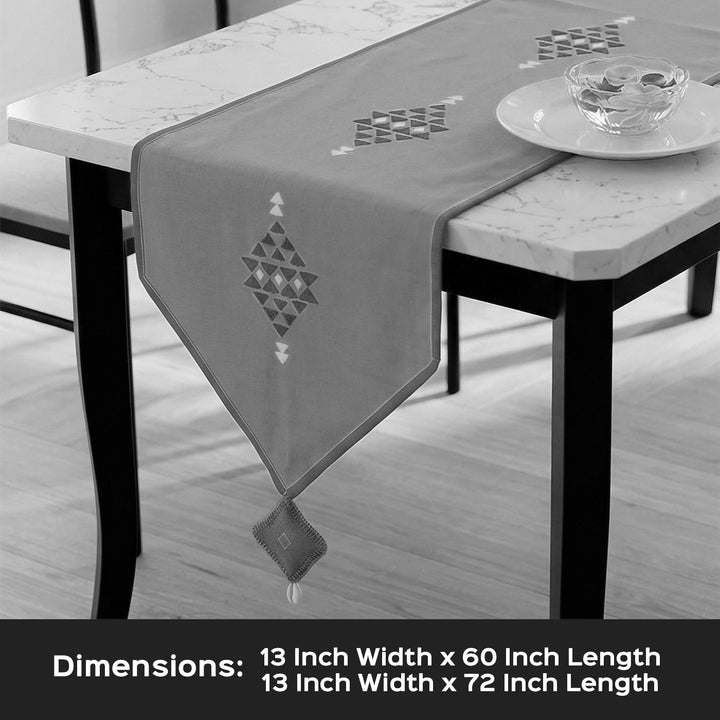 Blue And White Cotton Continual Floral Table Runner