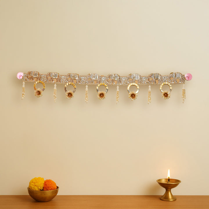 41 In | Handmade Golden Elephant Motif Toran