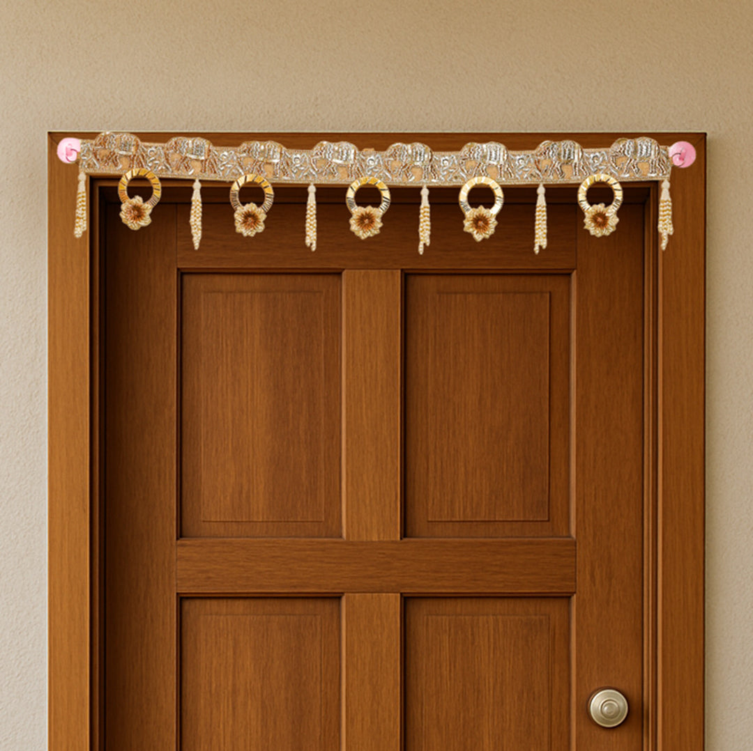 41 In | Handmade Golden Elephant Motif Toran