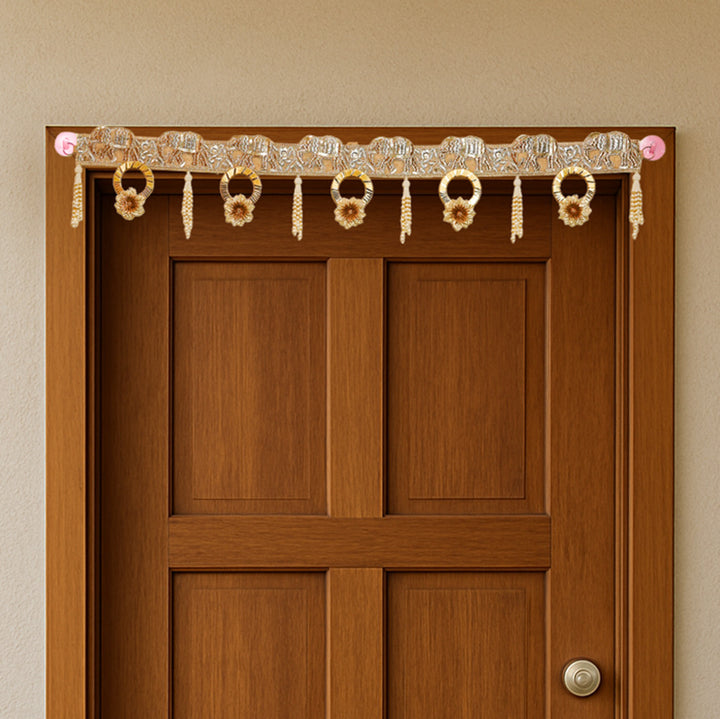 41 In | Handmade Golden Elephant Motif Toran