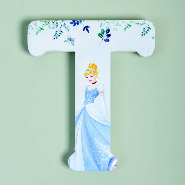 Handmade Blue Princess Theme MDF Wood 3D Wall Letter For Kids - T