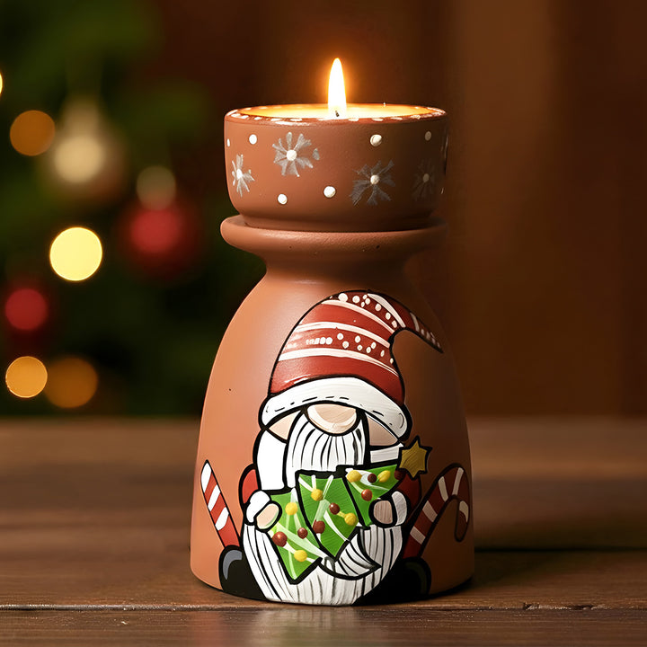Hand-Painted Gnome Tealight Holder For Christmas Decoration