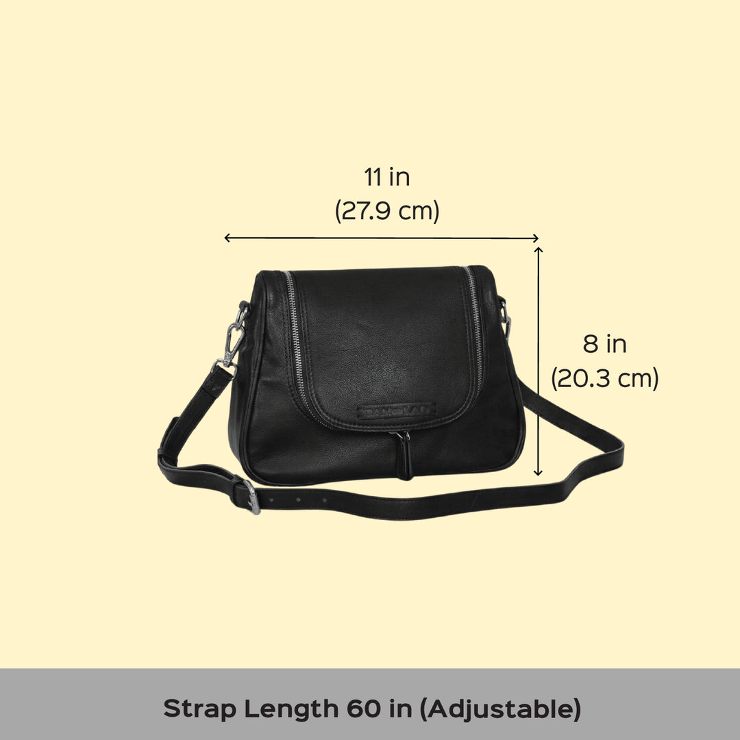 Personalized Black Millie Leather Sling Bag