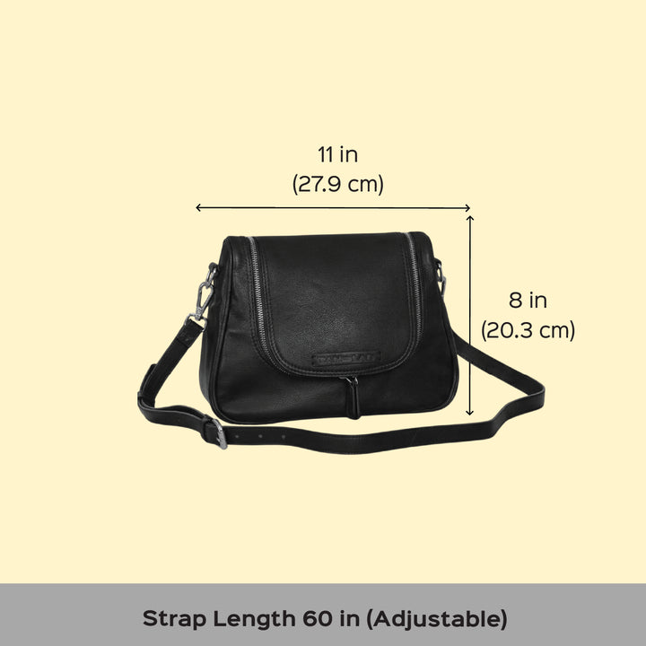 Personalized Black Millie Leather Sling Bag
