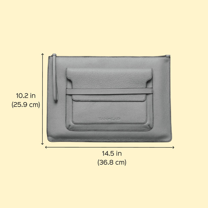 Personalized Orange Gabby Leather Laptop Sleeve