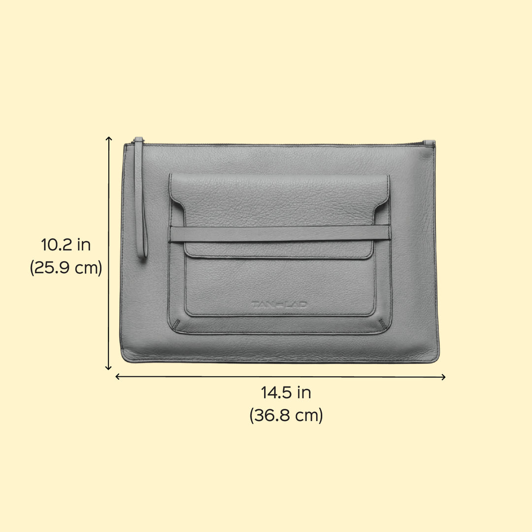 Personalized Blue Gabby Leather Laptop Sleeve